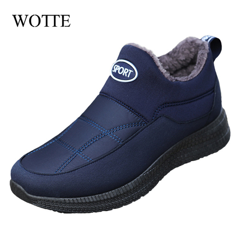 WOTTE-Botas de nieve para hombre, zapatos de felpa de algodón a la moda, mocasines de conducción de calidad, para invierno ► Foto 1/6