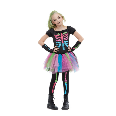 Reneecho-Disfraz de esqueleto de arcoíris para niña, disfraz de Halloween para niño pequeño, Funky, hueso Punky, novedad de 2022 ► Foto 1/6