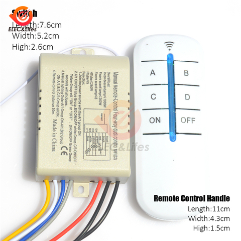 Interruptor de Control remoto inalámbrico para lámpara LED, Panel de ventilador de techo con interruptor de encendido/apagado, 4 vías, CA 220V, RF ► Foto 1/6