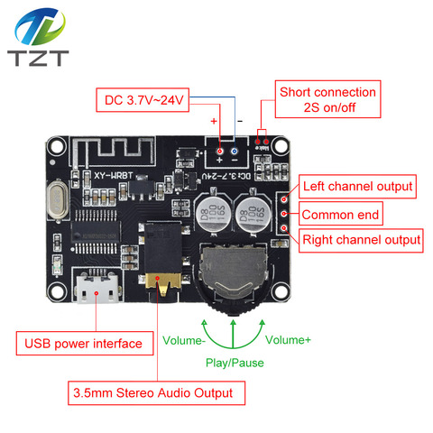 Decodificador Bluetooth 5,0, estéreo, mp3, módulo de Audio sin pérdidas, amplio voltaje, tensión regulable, amplificador de potencia del altavoz, XY-WRBT ► Foto 1/6