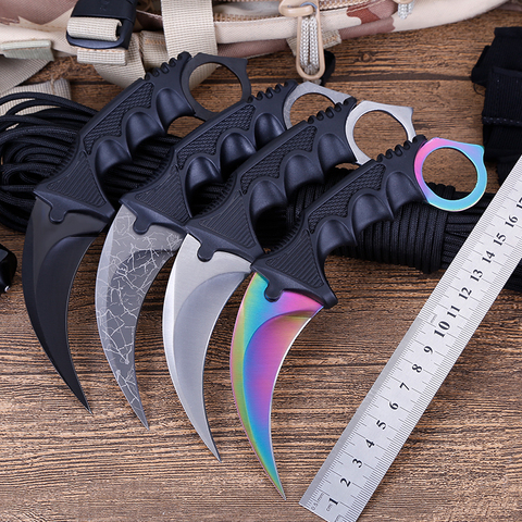 Cuchillo de hoja fija de 7,48 pulgadas con funda cs go Karambit, cuchillo táctico de supervivencia al aire libre, cuchillos de caza para acampar, herramienta de autodefensa EDC ► Foto 1/5