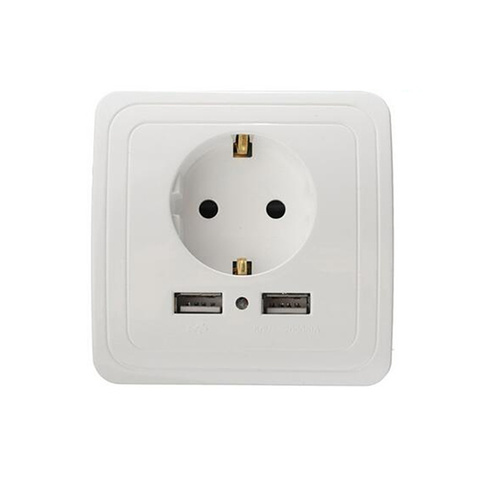 La UE enchufe de puerto Dual USB hembra adaptador/cargador de pared de carga 2A adaptador/cargador de pared de salida para aire acondicionado parte ► Foto 1/4