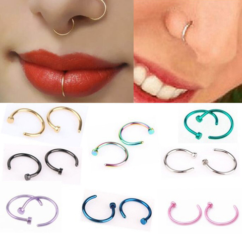 Falso anillo de nariz labio anillo C Clip labio Piercing Burun anillos de Aro para la nariz mujeres Neuspiercing joyería del cuerpo pendientes sexuales ► Foto 1/6