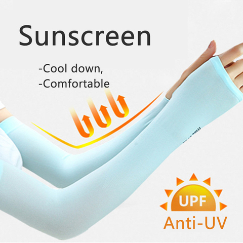 Mangas de brazo de tela de hielo para mujer, calentadores de protección solar UV, bandas de protección solar para correr y ciclismo, funda de verano para exteriores brazo Unisex ► Foto 1/6