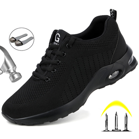 Zapatos de seguridad con punta de acero para hombre, zapatillas de trabajo indestructibles antiperforación, a la moda ► Foto 1/6