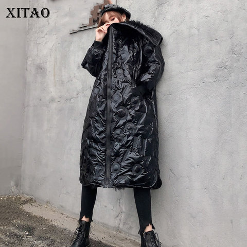 XITAO-Parka de cuello con capucha para mujer, Parka de Color liso con letras en relieve, informal, a la moda, para invierno, nuevo, mantiene el calor, DMY1754 ► Foto 1/6