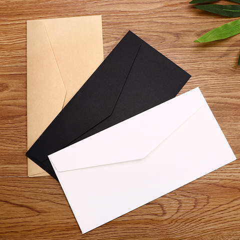 Lote de 50 unidades de sobres de papel artesanal blanco y negro, sobre Retro de estilo europeo para tarjetas postales, regalo de Scrapbooking, papelería escolar ► Foto 1/6