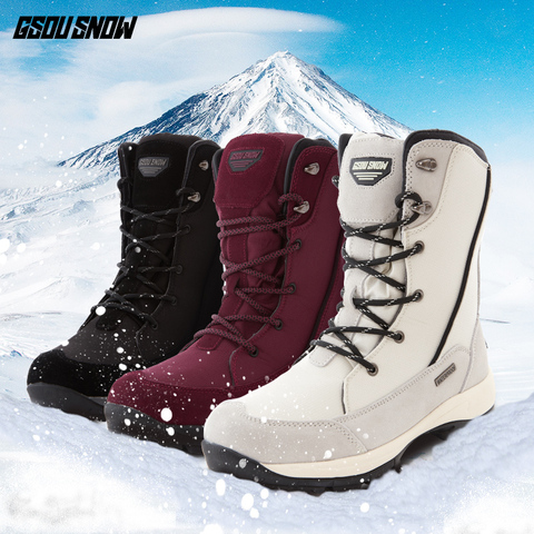 Gsou Snow-botas de nieve para mujer, zapatos de esquí impermeables, antideslizantes, muy cálidas, para senderismo, escalada y Camping ► Foto 1/3