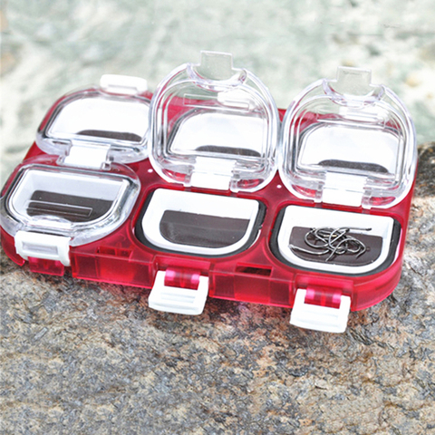 Caja de accesorios de pesca de 6 rejillas, caja magnética impermeable para anzuelos de carpa, herramientas de almacenamiento, aparejos de pesca ► Foto 1/6