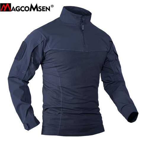 MAGCOMSEN-camisetas militares de manga larga para hombre, ropa de combate táctico del ejército con bolsillos y cremallera, para Paintball y caza ► Foto 1/6