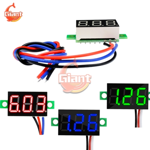 Voltímetro Digital Mini LED de 0,36 pulgadas para coche, voltímetro de voltaje, indicador de voltaje, Panel, Monitor de batería, CC 0-30V, 5V, 12V ► Foto 1/6