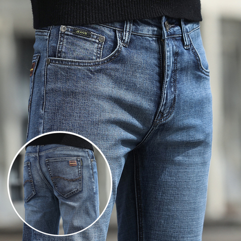 2022 Jeans nuevos hombres clásica Jean de alta calidad de pierna recta hombre Pantalones casuales pantalones de talla grande 28-40 de Denim de algodón pantalones ropa de hombre ► Foto 1/6