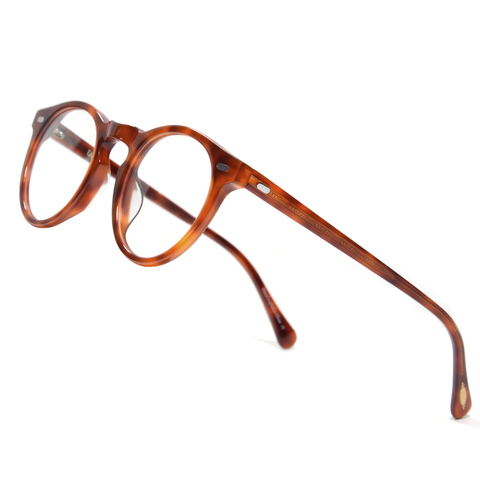 Montura de gafas redondas Vintage para hombre y mujer, gafas de acetato con degradado, filtro de luz azul, marcos de anteojos para Miopía ► Foto 1/6