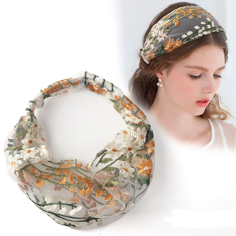 Diadema Ruoshui elegante de encaje para mujer para verano, diadema Floral, turbante para mujer, accesorios para el cabello, diadema de moda con bisel para niñas ► Foto 1/6