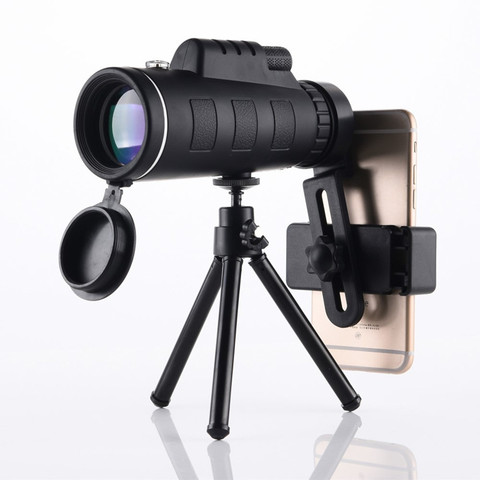 Mira telescópica Monocular con Zoom de 40x60 para cámara de teléfono inteligente, visión HD, al aire libre para acampada, senderismo, con brújula, trípode con Clip para teléfono ► Foto 1/6