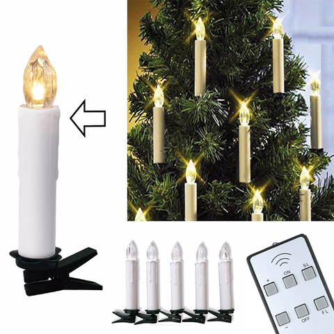 Velas LED sin llama para decoración de árbol de Navidad, luz Led con forma de vela pequeña para el hogar, cena, fiesta, novedad ► Foto 1/6