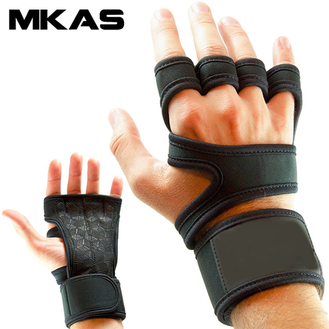 Guantes de entrenamiento para levantamiento de pesas para hombre y mujer, protector de manos para gimnasio, 1 par, para acondicionamiento físico, deportes, Body Building, agarraderas de gimnasia, novedad ► Foto 1/6