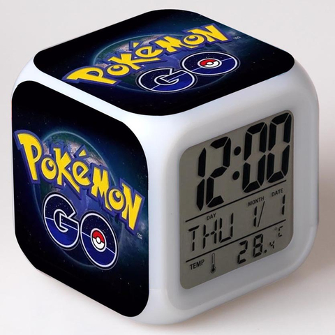 Caliente Pokemon ir alarma de reloj con luz de noche colorida cambiante alarma de reloj con destello de luz LED Pikachu juguete modelo para chico regalo para estudiantes ► Foto 1/6