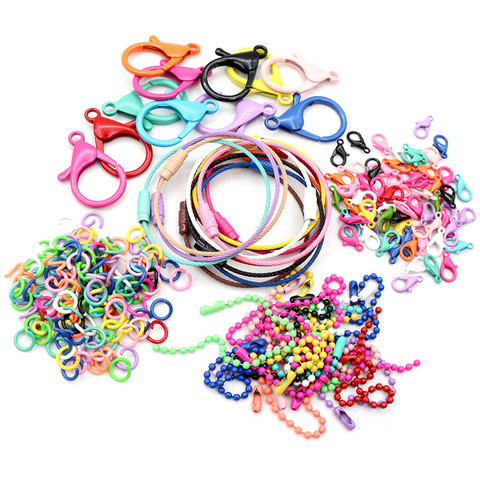 Nueva moda Multi-colores Aleación mixta Anillos abiertos Broche de langosta Ganchos Cadenas de bolas DIY Fabricación de joyas Suministros Suministros ► Foto 1/6