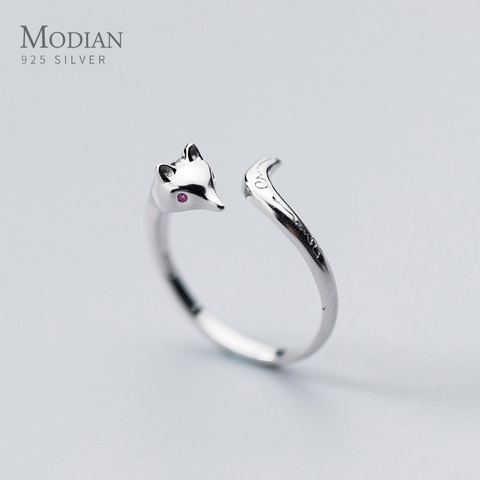 Modian gran oferta lindo anilla para el dedo con Animal para las mujeres pequeño zorro cara ajustable Plata de Ley 925 anillo de moda joyería fina ► Foto 1/5