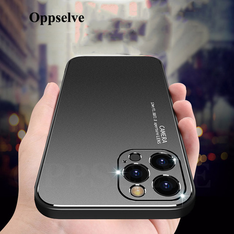 Funda de teléfono a prueba de golpes de Metal y aluminio, para iPhone 12, 11 Pro, XS Max, Mini, XR, X, 6, 6S, 7, 8 Plus, carcasa trasera cuadrada, PC duro ► Foto 1/6