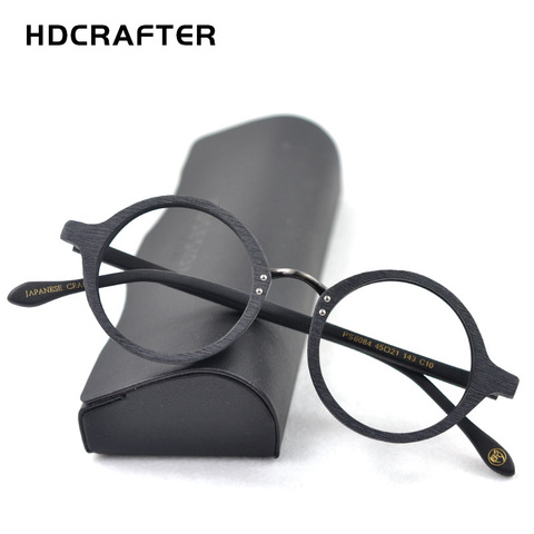 HDCRAFTER-gafas ópticas con montura redonda de madera para hombre, lentes transparentes, montura de prescripción, gafas de lectura ► Foto 1/6