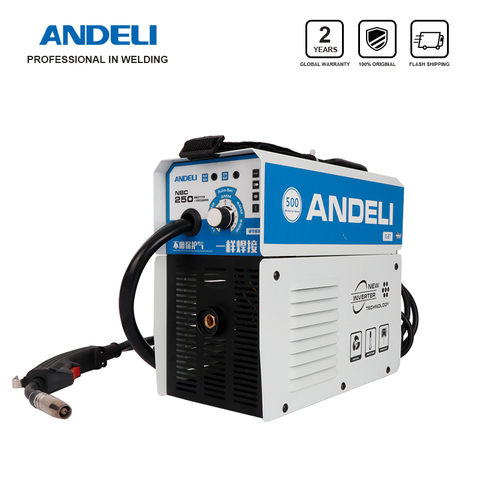 ANDELI-soldador Digital monofásico para el hogar, máquina de soldadura MIG de Mini MIG-250E, sin núcleo de flujo de Gas, inversor de cable ► Foto 1/6