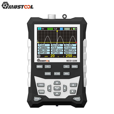 MUSTOOL-osciloscopio Digital profesional MDS120M, ancho de banda analógico, 120MHz, frecuencia de muestreo de 500 MS/s, pantalla LCD de 320x240 con retroiluminación ► Foto 1/6