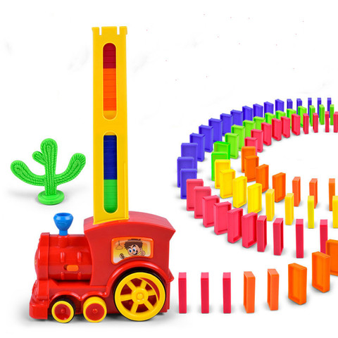 Automático que Domino tren poner juguetes de dominó con sonido de la luz bloques de construcción educativos bricolaje Set de juguetes de plástico ► Foto 1/6