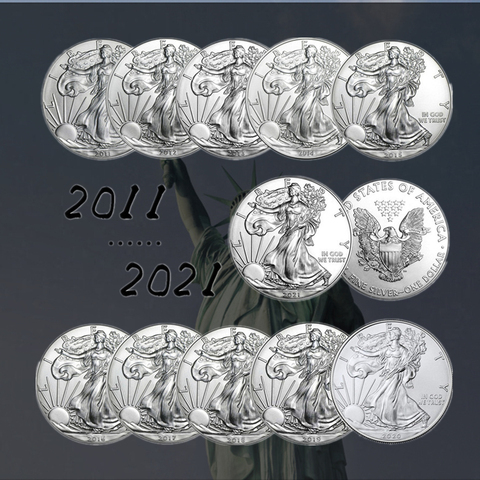 Moneda coleccionable de la Estatua de la libertad de Estados Unidos, monedas de plata fina de 1 oz, regalo de Año Nuevo, Colección fina, 2011-2022 ► Foto 1/1