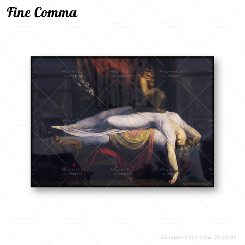 La pesadilla John Henry Fuseli-pintura al óleo antigua, copia de arte de pared, póster Vintage, lienzo estampado pintura carteles decorativos para el hogar ► Foto 1/4