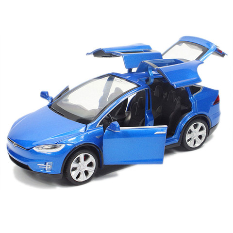 Coche en miniatura de aleación para niños, juguete de simulación 1:32 Tesla modelo X 90, coches de juguete con sonido parpadeante, regalo para chico ► Foto 1/6