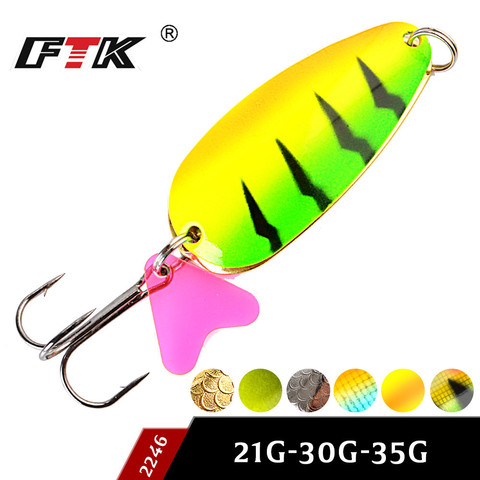 FTK-Cebo con anzuelo cucharilla de pesca dura, señuelo de Metal para pesca vertical, carpa, 21g, 30g, 35g, nuevo, 1 unidad ► Foto 1/6