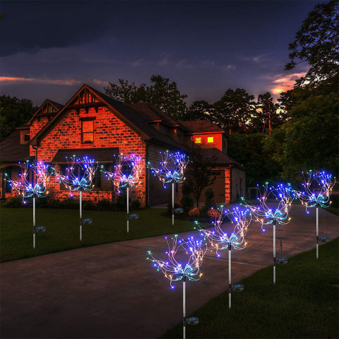 Feimefeiyou 90/150 luces LED solares de Navidad, luces solares impermeables para exteriores, luz de fuegos artificiales, luces de césped, lámpara de decoración de jardín, lámpara de vacaciones ► Foto 1/6