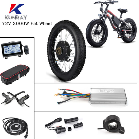 Kit de conversión de bicicleta eléctrica, Motor de bicicleta ancha de 72V y 3000W, conversión de bicicleta eléctrica de 55 a 70KM ► Foto 1/6