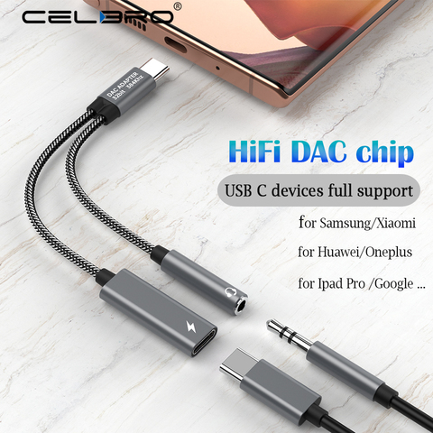 Adaptador de conector de auriculares 2 en 1, USB C a 3,5mm, tipo C, carga de Audio Aux, adaptador para Samsung S20 Ultra Note 20 10 Plus S21 Ipad Pro ► Foto 1/6