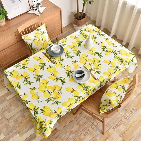 Mantel con estampado de limón para cocina, cubierta decorativa Rectangular para mesa de comedor, fiesta de cumpleaños, paño de té, impermeable, JS81C ► Foto 1/6