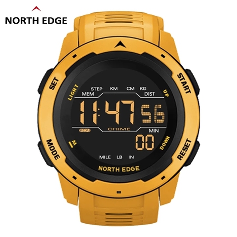 NORTH EDGE-relojes deportivos digitales para Hombre, Reloj de pulsera militar resistente al agua hasta 50m, podómetro, calorías, despertador, doble horario ► Foto 1/6