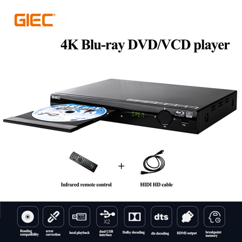 GIEC BDP-G2805 reproductor de Blu-ray 1080P HD reproductor de DVD reproductor de cd portátil Multimedia Digital TV DVD CD SVCD VCD MP3 ► Foto 1/6