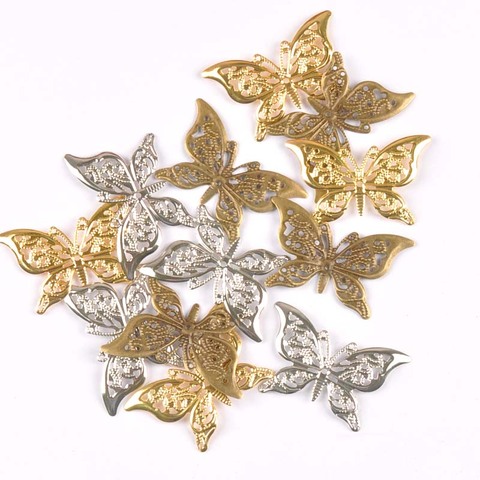 Conectores de mariposa mezclados de Artesanía de Metal, envolturas de flores de filigrana para bricolaje, recortes, adornos de decoración para el hogar, 43x26mm, yk0772, 10 Uds. ► Foto 1/6