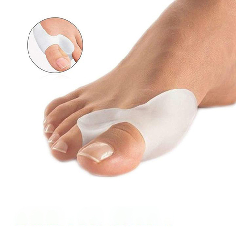 2 uds de Gel de silicona pulgar Corrector para juanete Dedo del pie Hallux Valgus Protector dedo separador plancha ajustador de cuidado de los pies herramienta de ► Foto 1/6