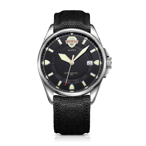 BUREI-Reloj de pulsera de cuarzo negro para hombre, cronógrafo informal a la moda, esfera única, deportivo, militar, resistente al agua, Masculino ► Foto 1/6