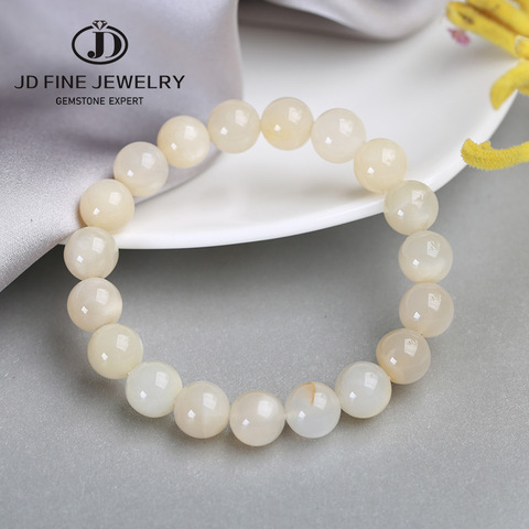 JD nueva llegada ronda blanco Piedra cuenta de piedra Natural de accesorios de joyería para hombre mujer pulsera de meditación joyería de Yoga ► Foto 1/6