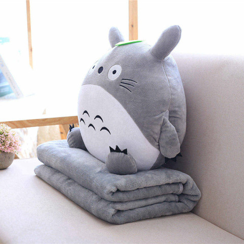 Totoro de peluche 3 en 1 multifunción, almohada suave con manta de Totoro, cojín caliente de mano, manta de siesta para bebé, figura de Anime ► Foto 1/6