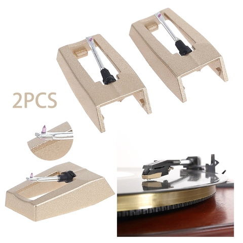 2 uds LP tocadiscos fonógrafo diamante aguja accesorios para gramófono registro dorado ► Foto 1/6