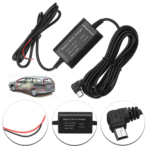 Kit de cargador de coche con Cable Mini / Micro USB para grabador de cámara DVR, Caja De Alimentación exclusivo, novedad ► Foto 1/6