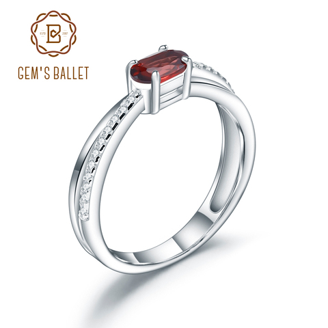 GEM'S BALLET-anillos de rojo granate Natural para mujer, anillo de piedras preciosas de Plata de Ley 925 auténtica, regalo de chica, joyería al por mayor ► Foto 1/1