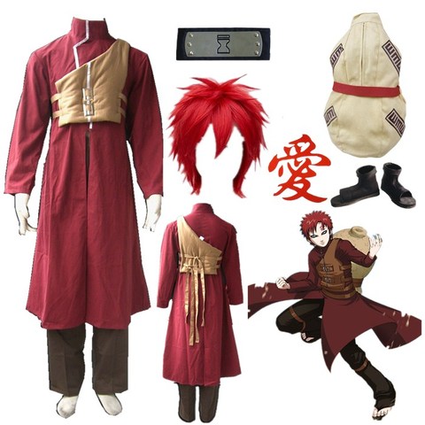 Disfraz de Naruto Shippuden Gaara, cosplay rojo, ropa para Halloween ► Foto 1/6