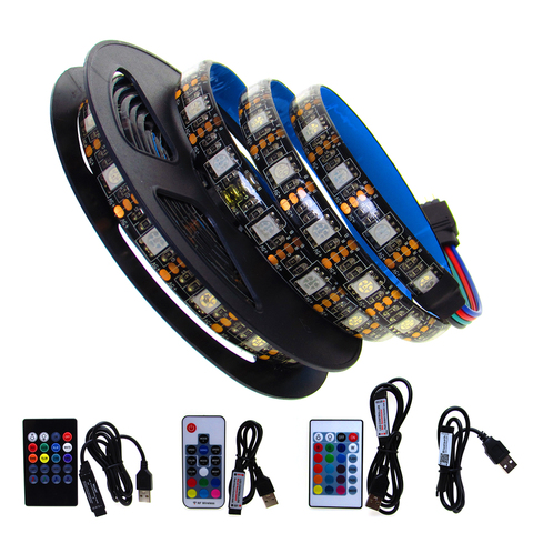 Tira de luces LED de 5 V con USB, RGB, no resistente al agua, SMD 5050, 5 V, cinta USB, retroiluminación de TV de 50CM - 5M con mando a distancia ► Foto 1/6