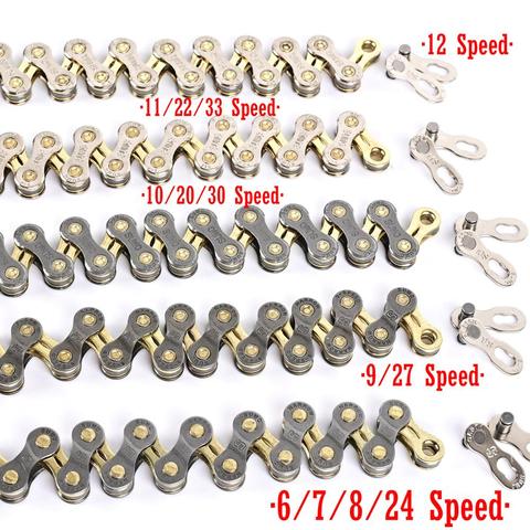 Cadena de desplazamiento en bicicleta de montaña SUMC, 8, 9, 10, 11, 12 velocidades, dorada, ultraligera, 251g, con missinglink, M8000, M6000, novedad ► Foto 1/6